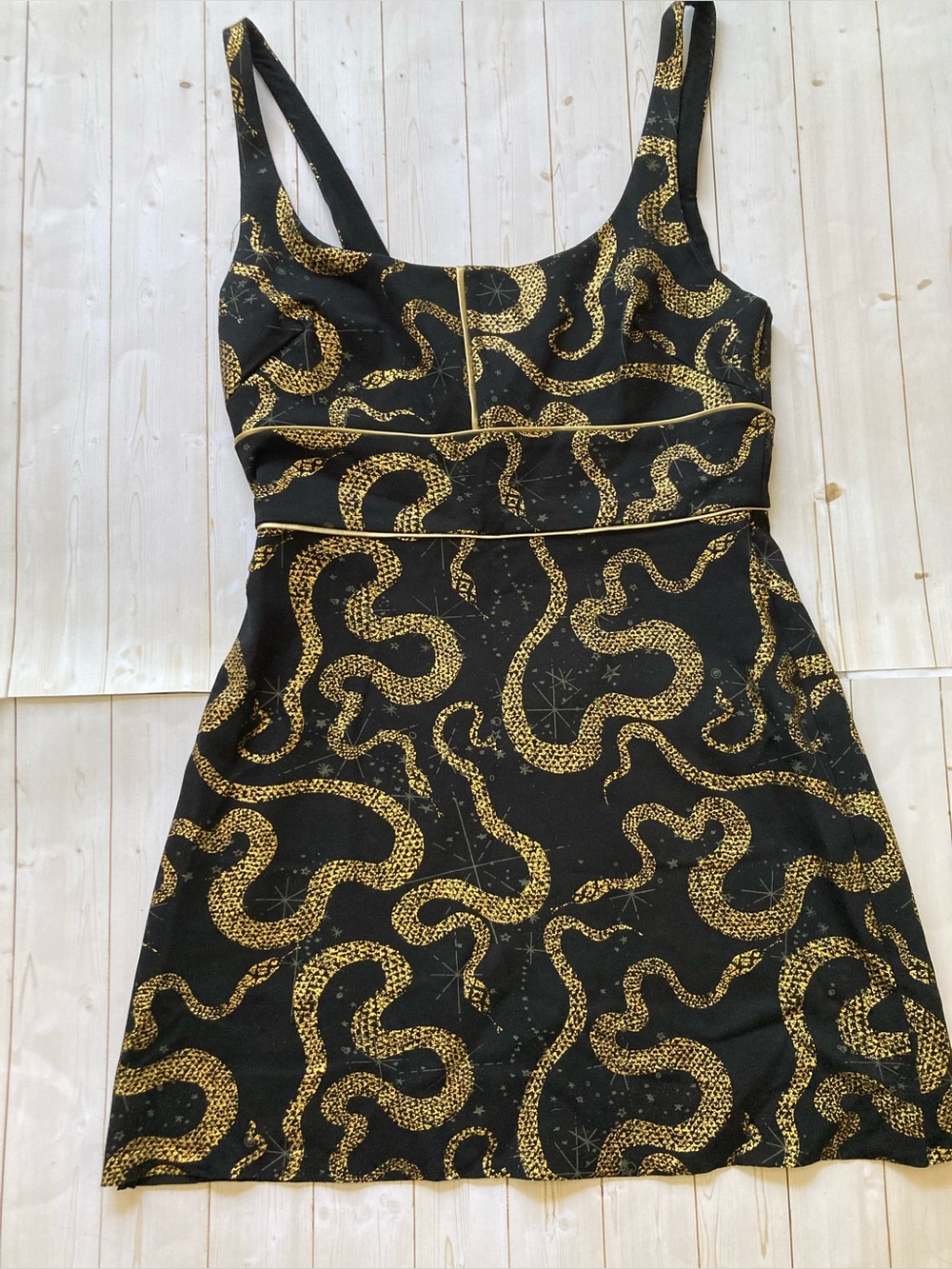 Urban Outfitters Ecote Women’s Black Gold Snake Print Mini Dress Y2K Strappy